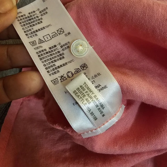 Tommy Bahama Linen Pink Casual Coastal Natural Lagenlook Button Top Size Large - Picture 6 of 6